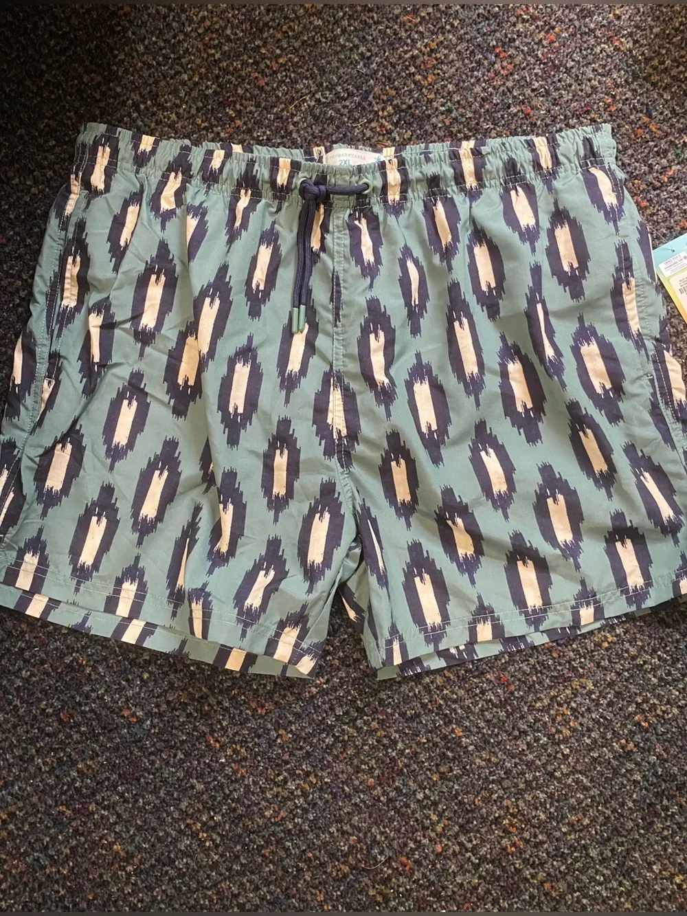 Primark Green And Black Ikat Swim Trunks With Pockets Size XXL NEW
